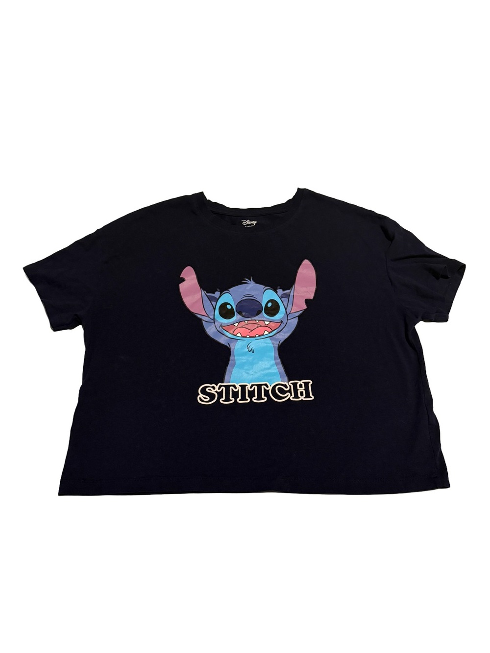 Disney Black Kids' Stitch Graphic Tee with Blue & Pink Art M(12)